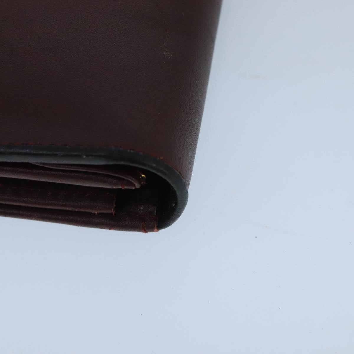 CARTIER Long Wallet Leather Wine Red Auth 99516