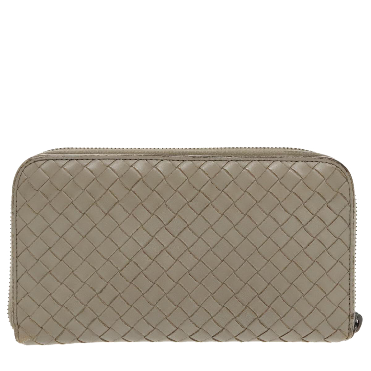 BOTTEGA VENETA INTRECCIATO Long Wallet Leather Gray Auth 99517