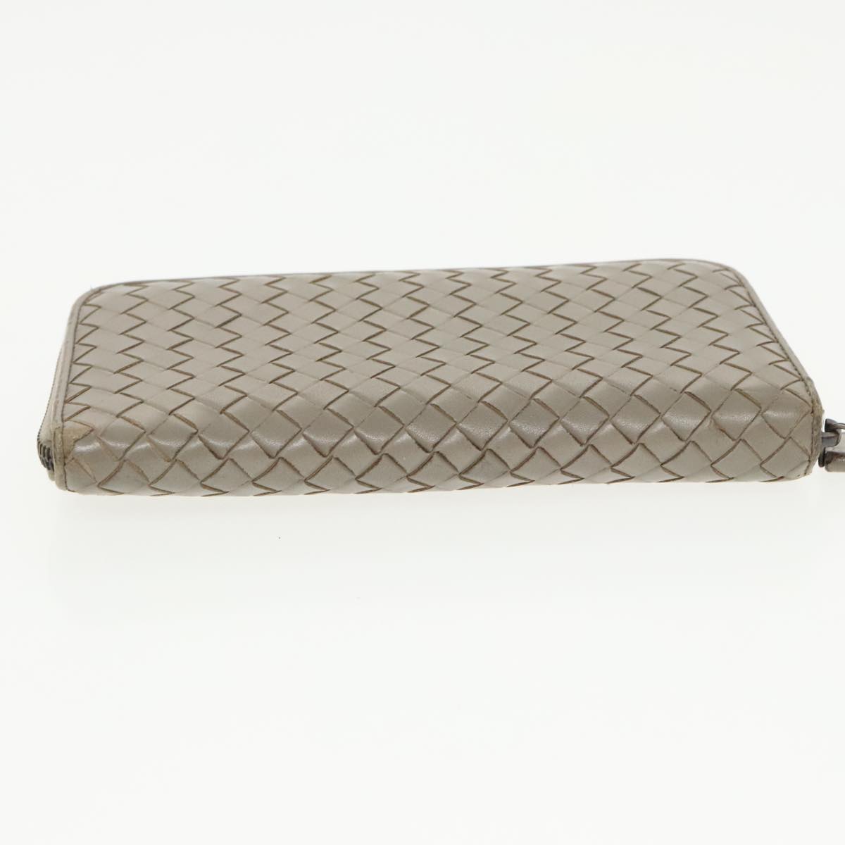 BOTTEGA VENETA INTRECCIATO Long Wallet Leather Gray Auth 99517