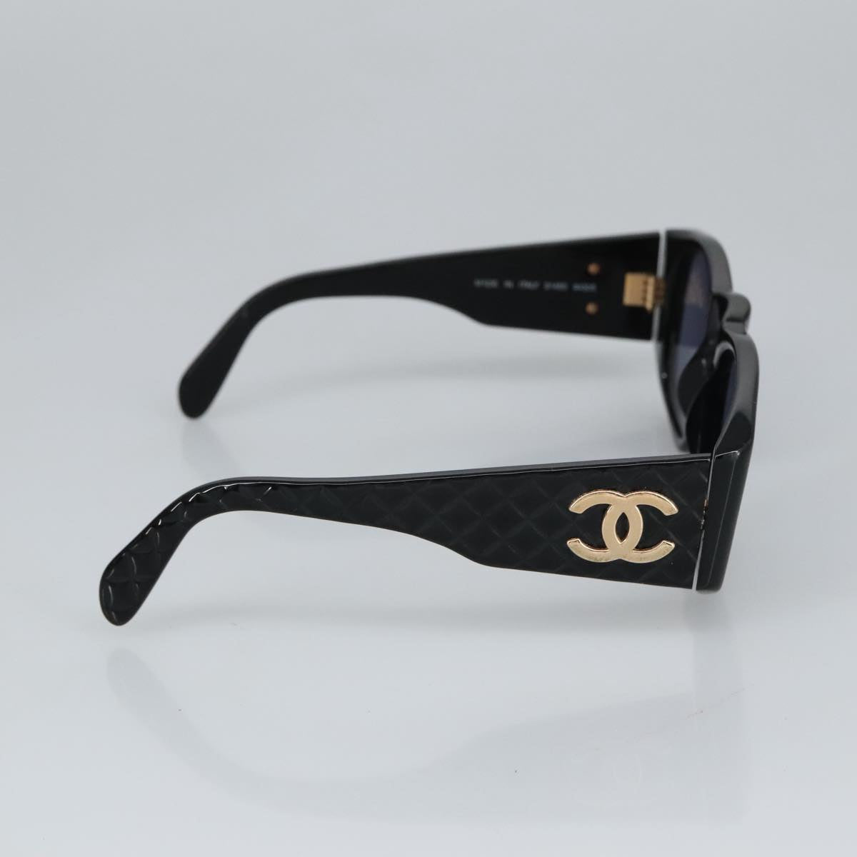 CHANEL Sunglasses plastic Black CC Auth 99518