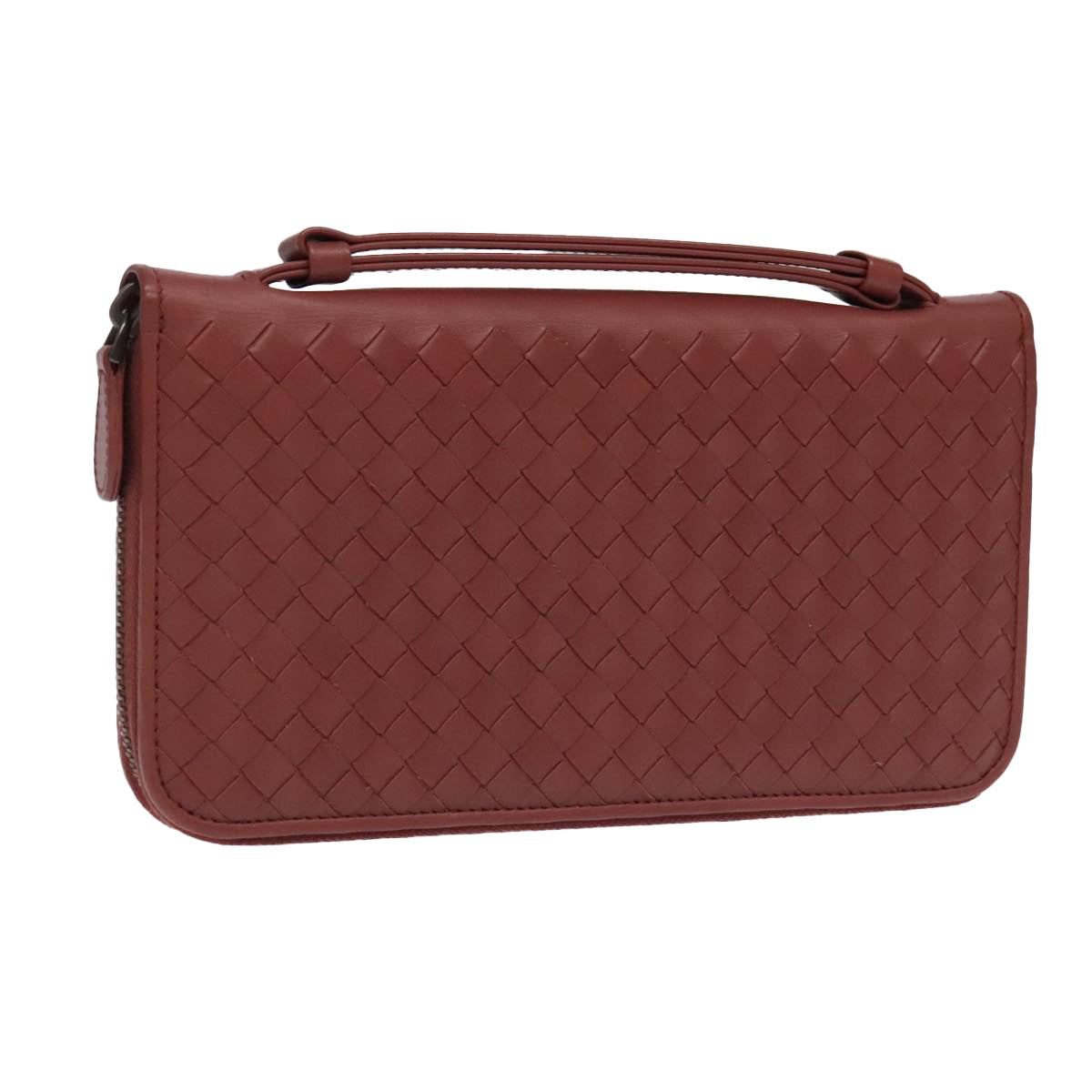 BOTTEGA VENETA INTRECCIATO Travel Case Leather Red Auth 99528