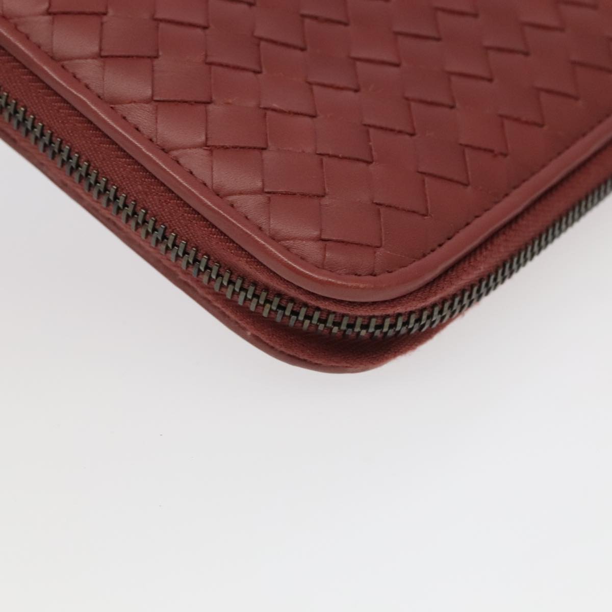 BOTTEGA VENETA INTRECCIATO Travel Case Leather Red Auth 99528