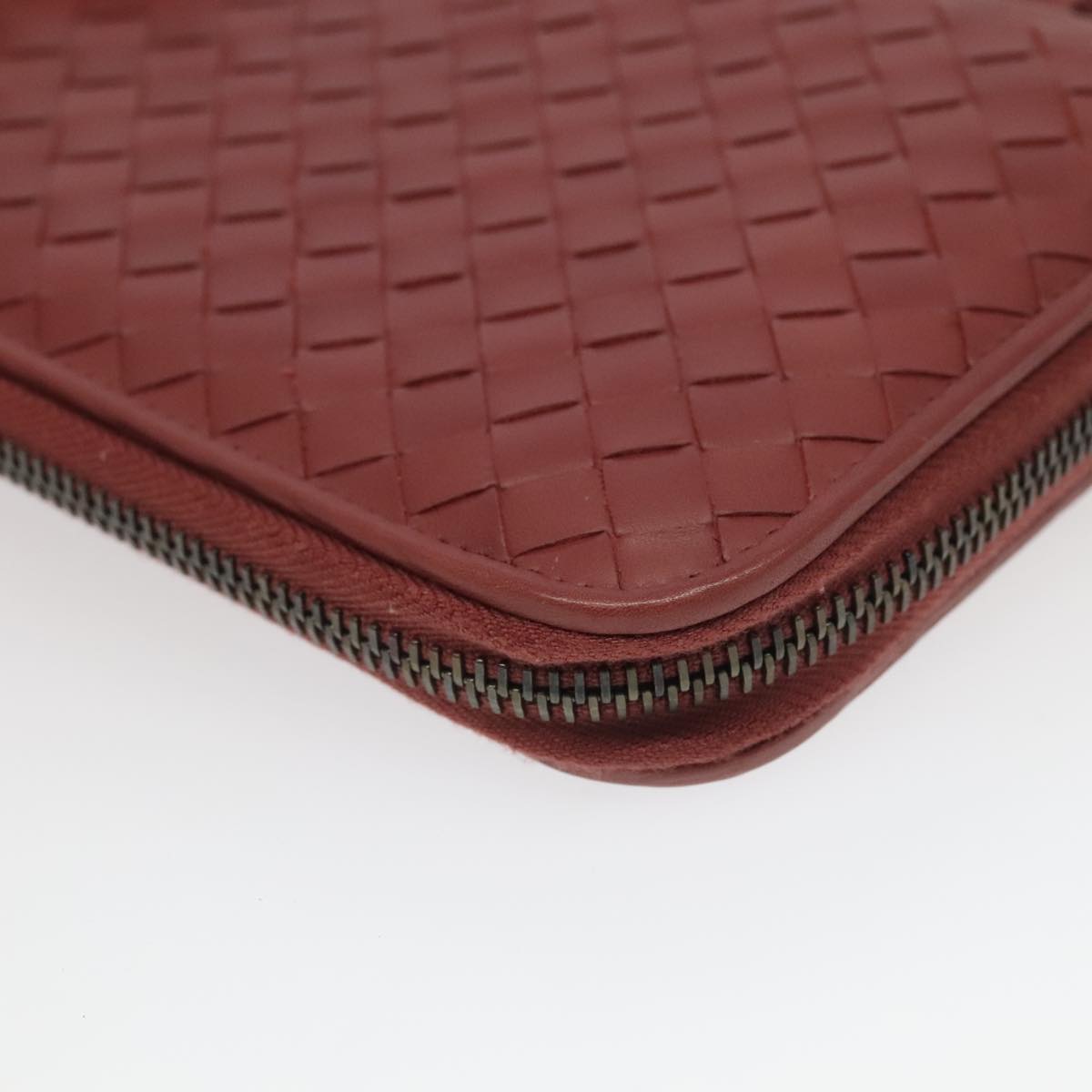 BOTTEGA VENETA INTRECCIATO Travel Case Leather Red Auth 99528