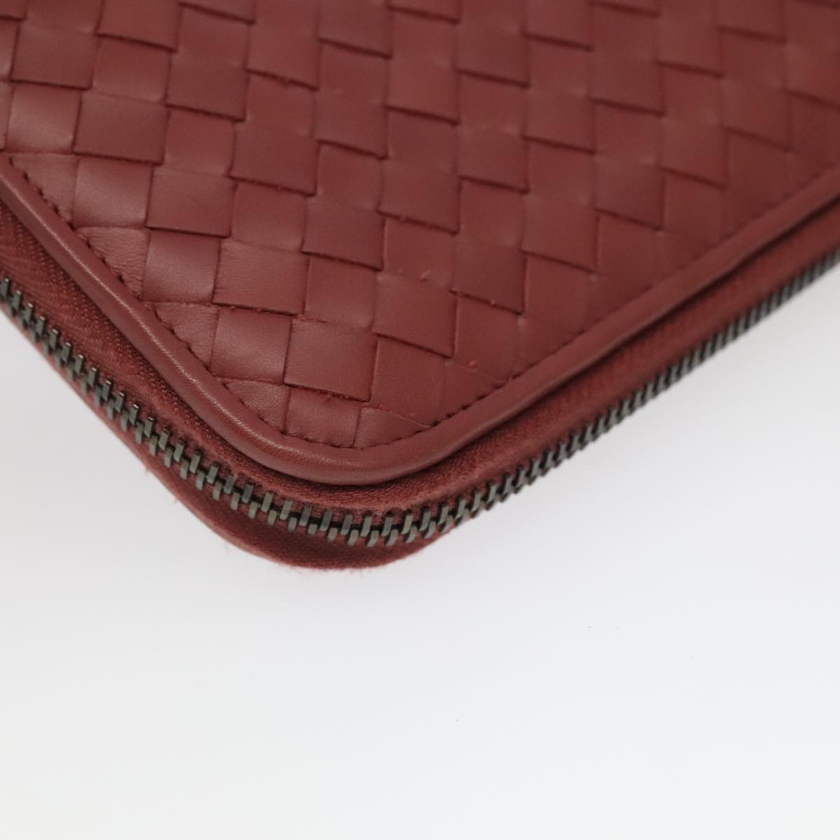 BOTTEGA VENETA INTRECCIATO Travel Case Leather Red Auth 99528