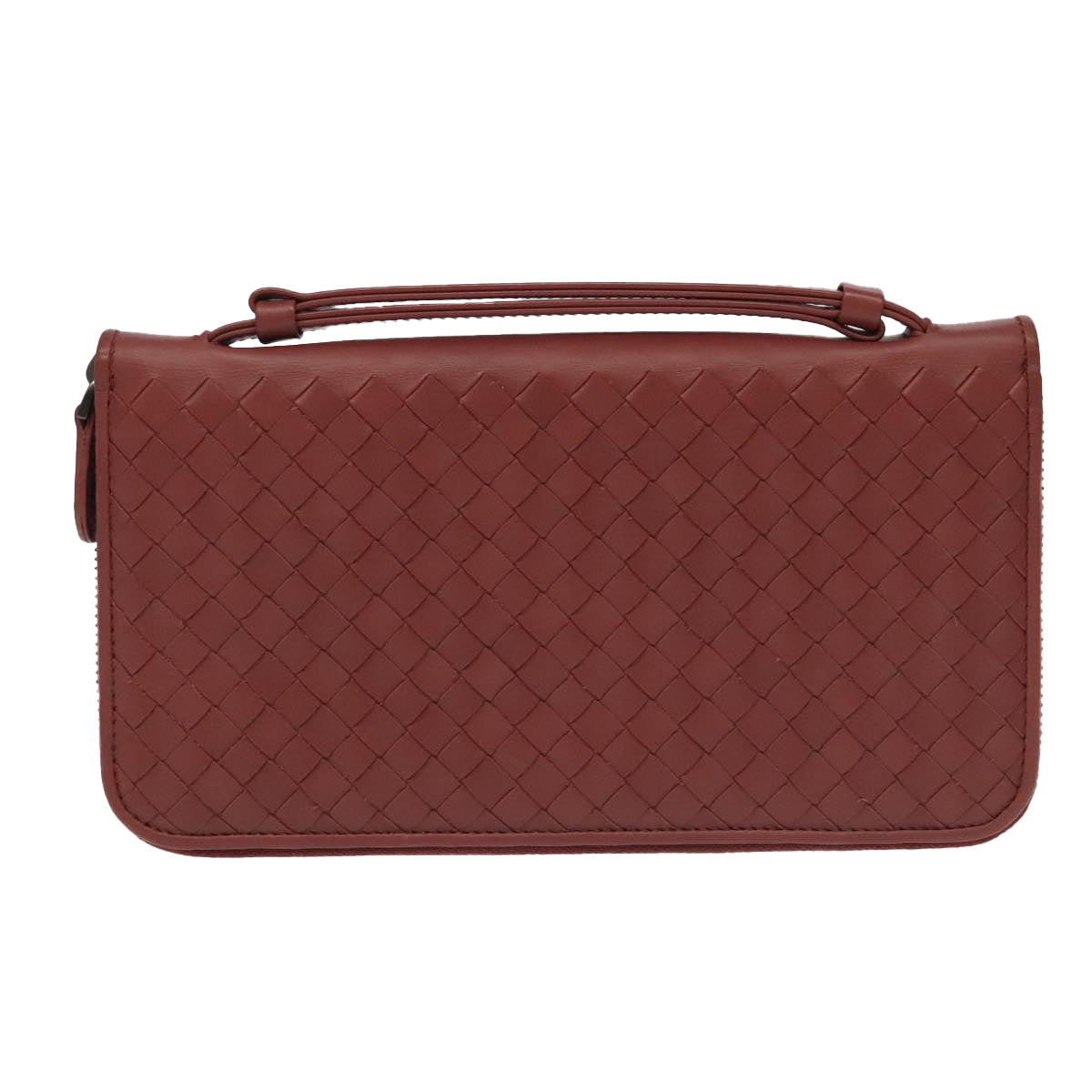 BOTTEGA VENETA INTRECCIATO Travel Case Leather Red Auth 99528