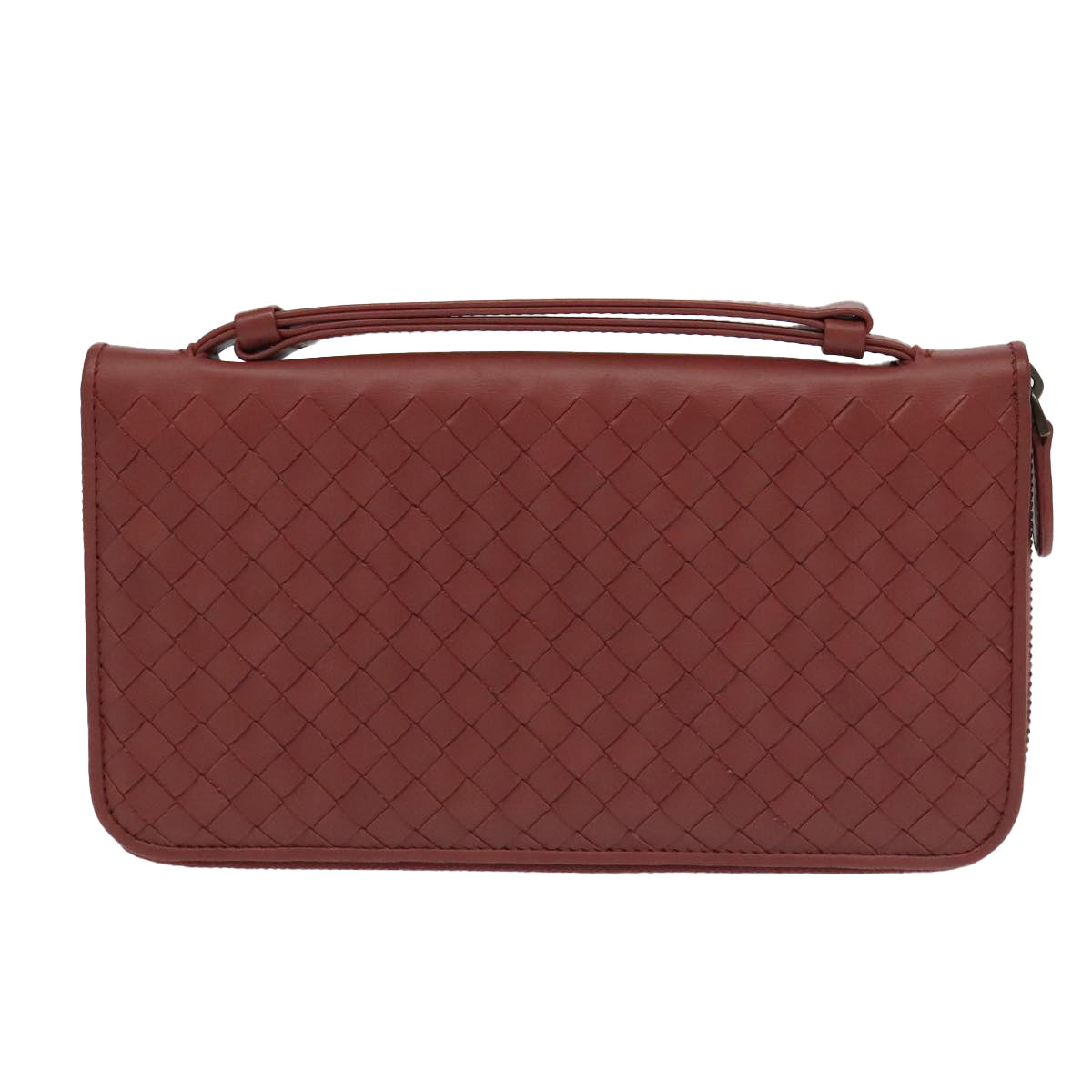 BOTTEGA VENETA INTRECCIATO Travel Case Leather Red Auth 99528 - 0