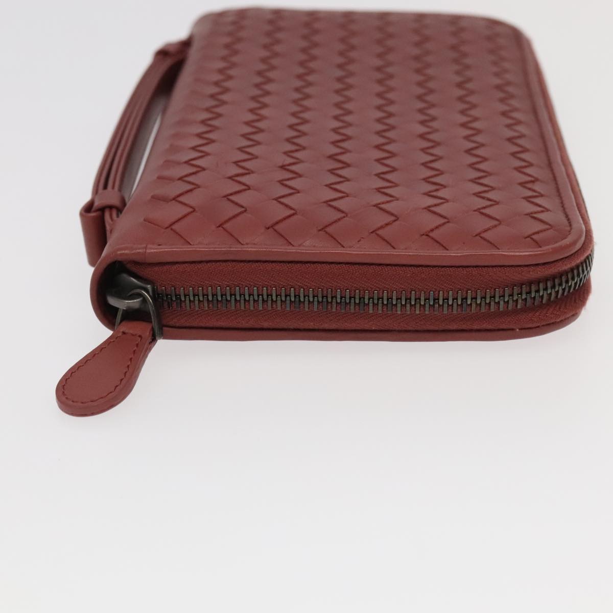 BOTTEGA VENETA INTRECCIATO Travel Case Leather Red Auth 99528