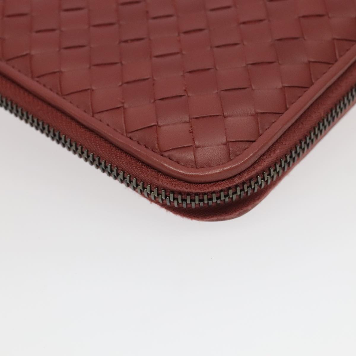 BOTTEGA VENETA INTRECCIATO Travel Case Leather Red Auth 99528