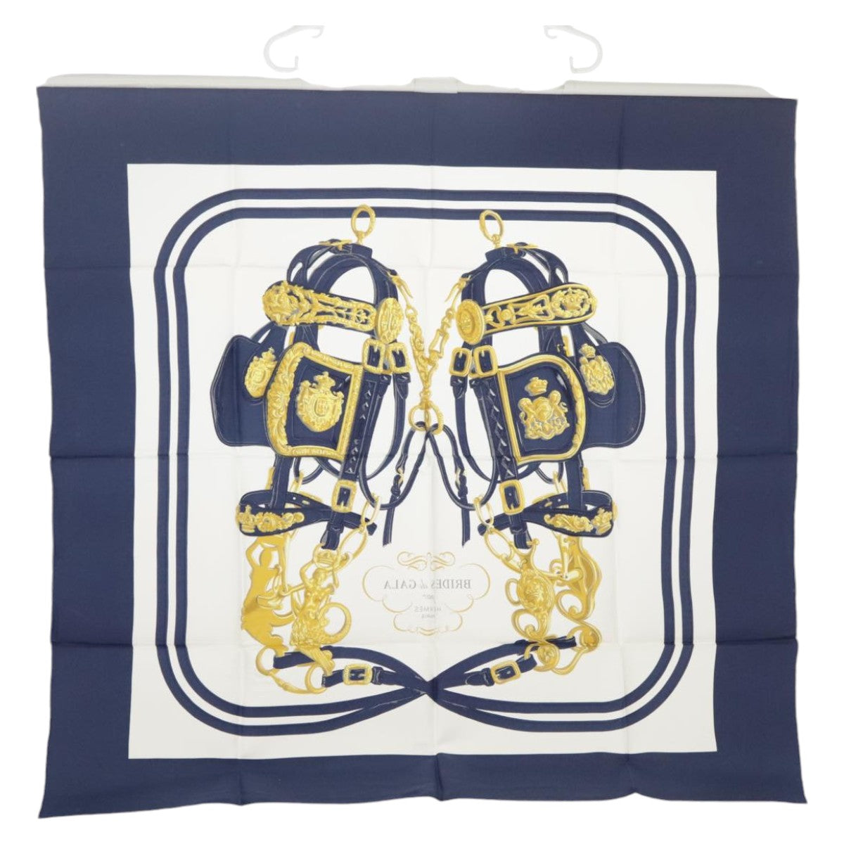 HERMES Carre 90 Scarf ""BRIDES De GALA par"" Silk Blue Auth 99529 - 0