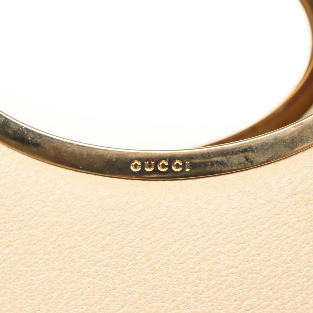 GUCCI Hand Bag Leather White Gold Auth 99536