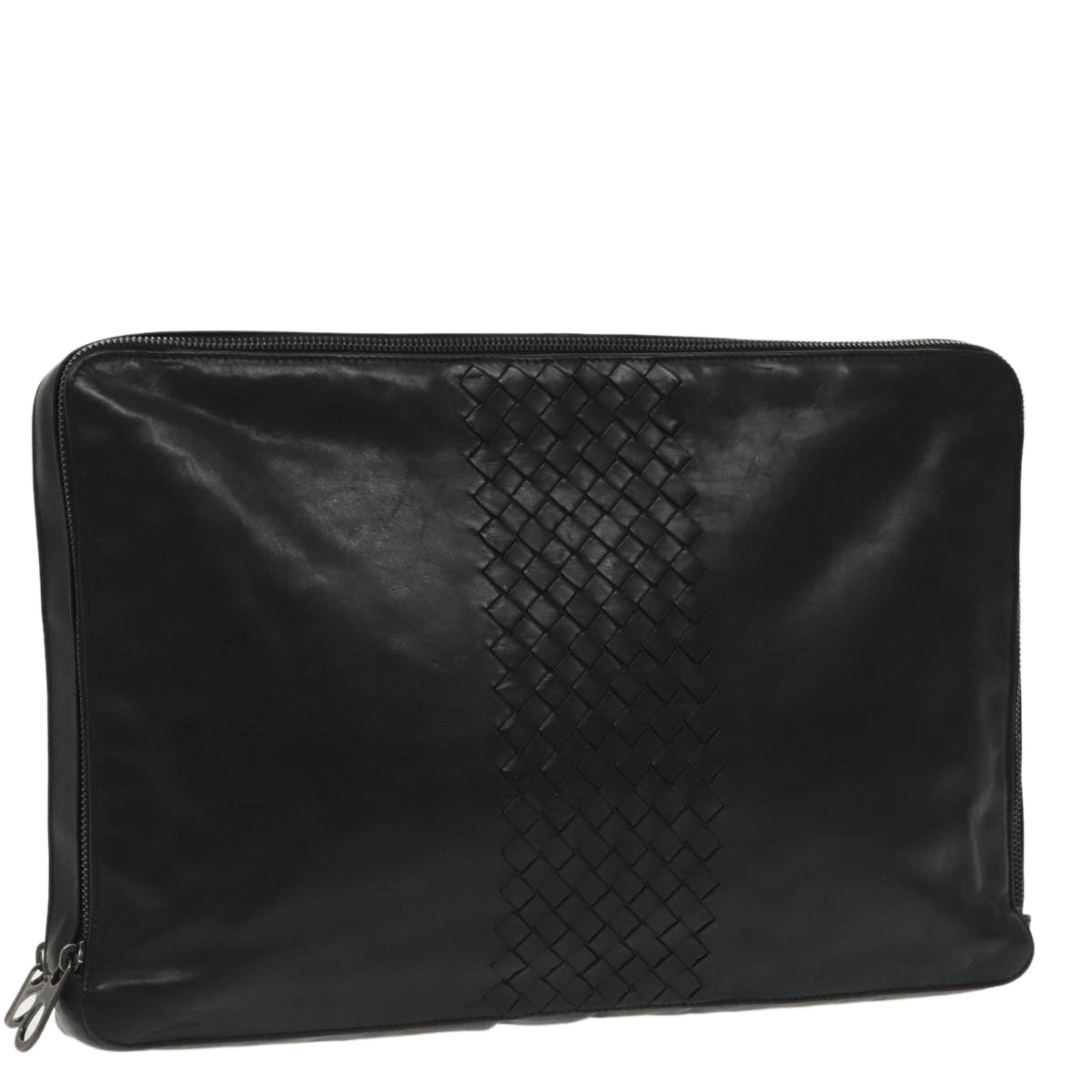 BOTTEGA VENETA INTRECCIATO Clutch Bag Leather Black Auth 99538