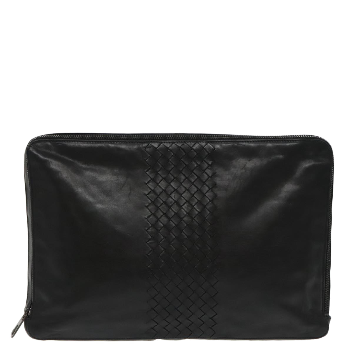 BOTTEGA VENETA INTRECCIATO Clutch Bag Leather Black Auth 99538 - 0