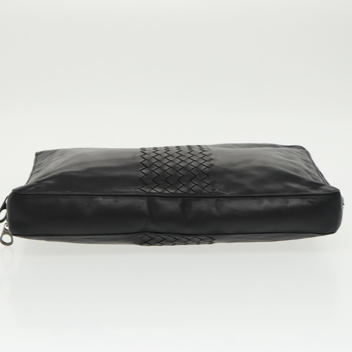 BOTTEGA VENETA INTRECCIATO Clutch Bag Leather Black Auth 99538