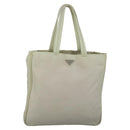 PRADA Tote Bag Nylon White Silver Auth 99539-1