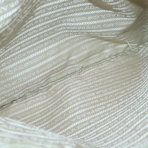 PRADA Tote Bag Nylon White Silver Auth 99539