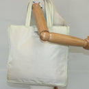 PRADA Tote Bag Nylon White Silver Auth 99539-24