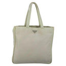 PRADA Tote Bag Nylon White Silver Auth 99539-13