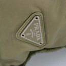 PRADA Tote Bag Nylon Plastic Beige Silver Auth 99542-17
