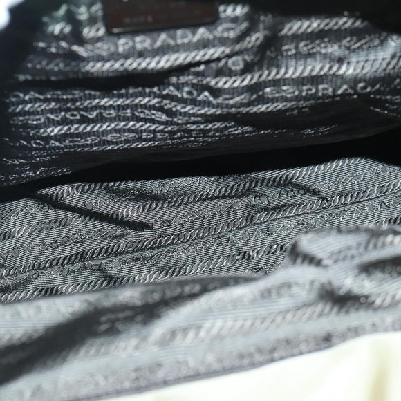 PRADA Tote Bag Nylon Plastic Beige Silver Auth 99542