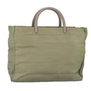PRADA Tote Bag Nylon Plastic Beige Silver Auth 99542-1