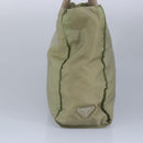 PRADA Tote Bag Nylon Plastic Beige Silver Auth 99542-3