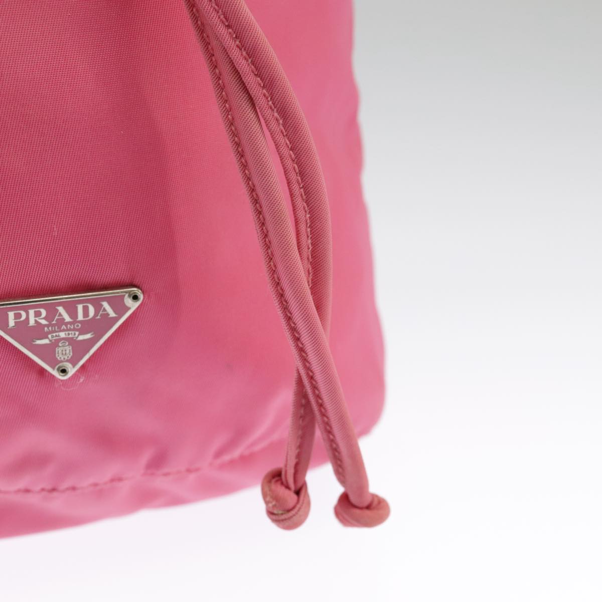 PRADA Pouch Nylon Pink Silver Auth 99543