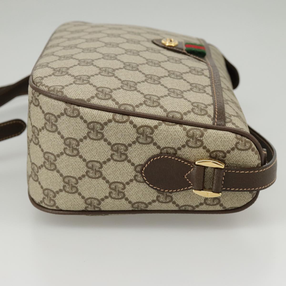 GUCCI GG Supreme Web Sherry Line Shoulder Bag PVC Beige 164 02 077 Auth 99562