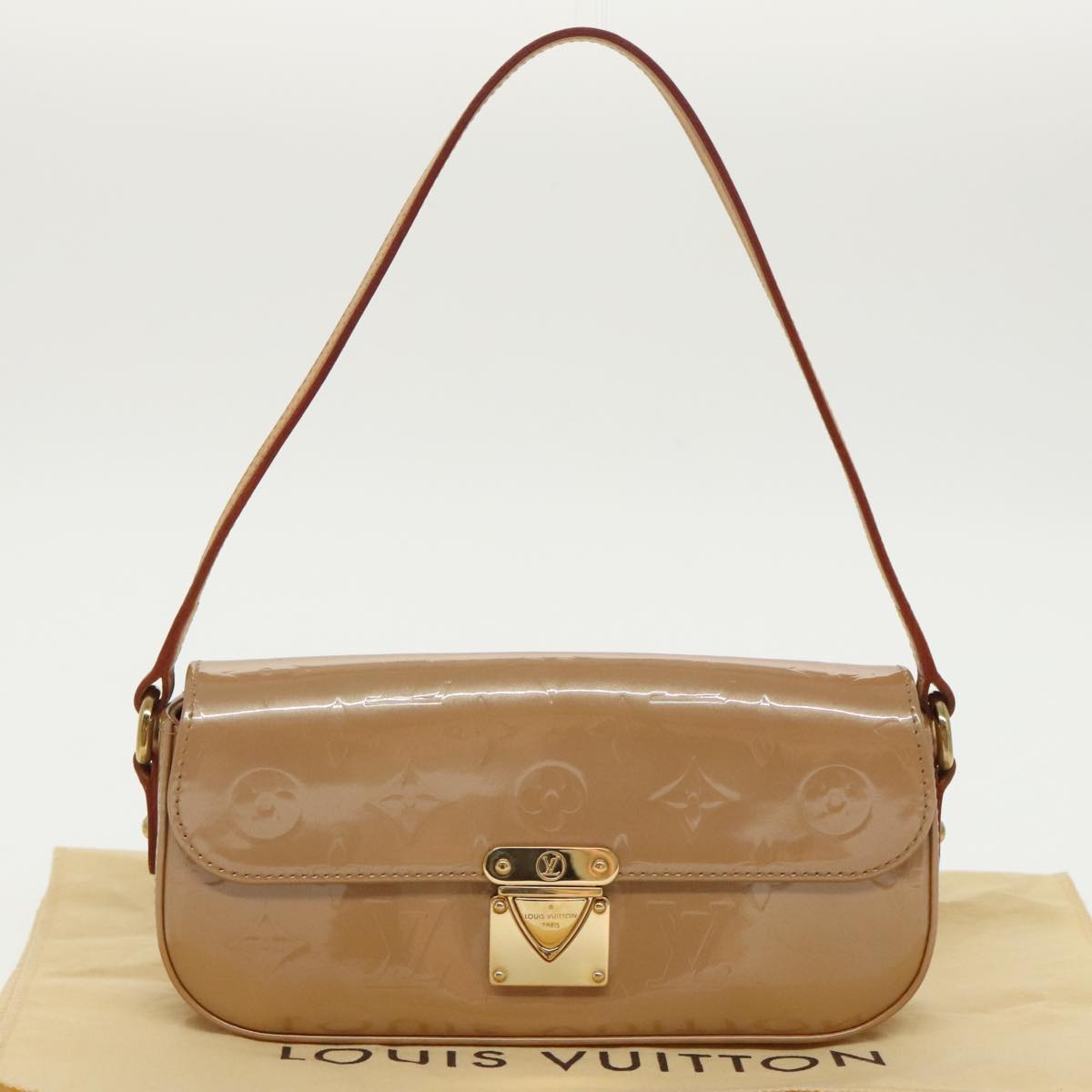 LOUIS VUITTON Monogram Vernis Malibu Street Bag Noisette M91506 LV Auth 99584