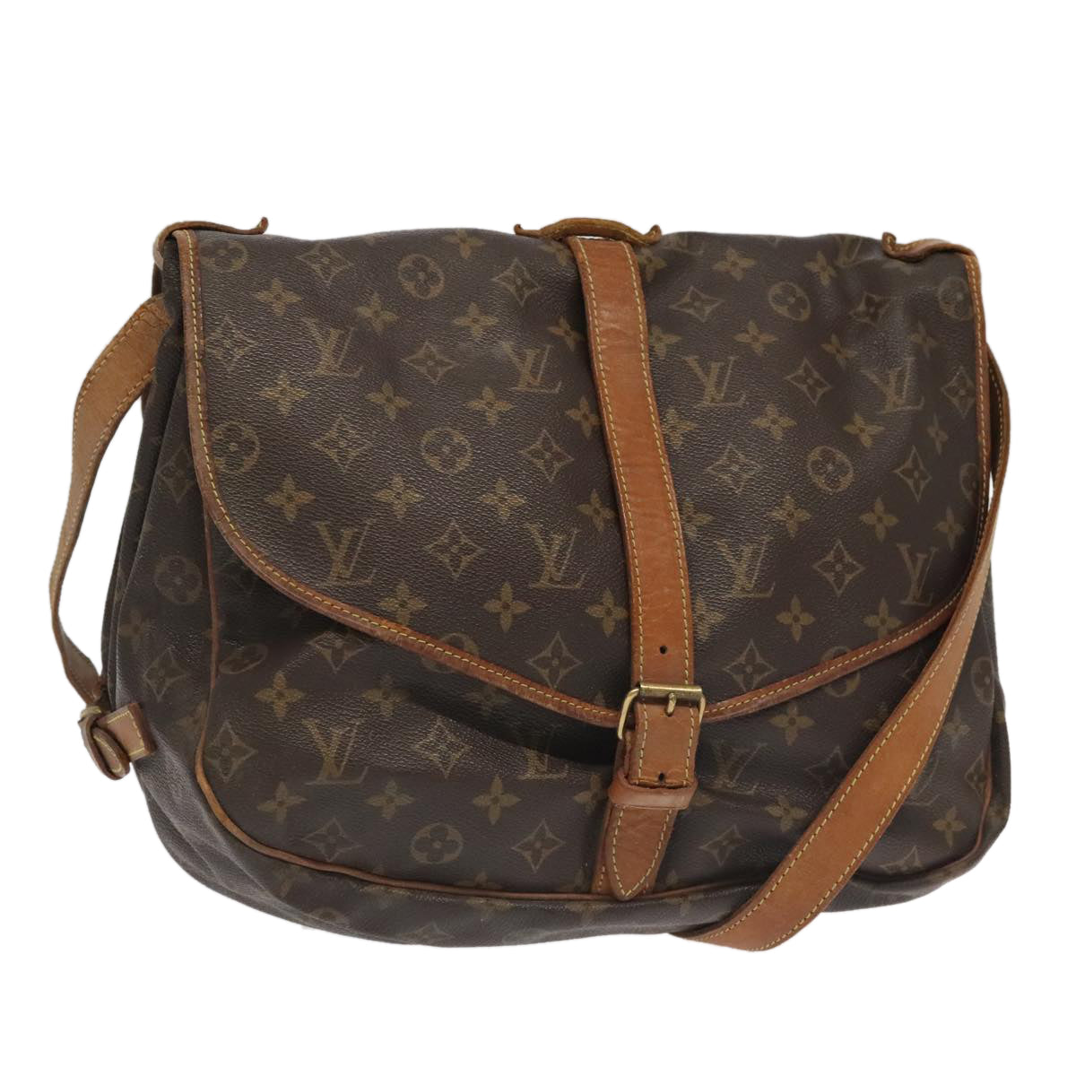 LOUIS VUITTON Monogram Saumur 35 Shoulder Bag M42254 LV Auth 99594