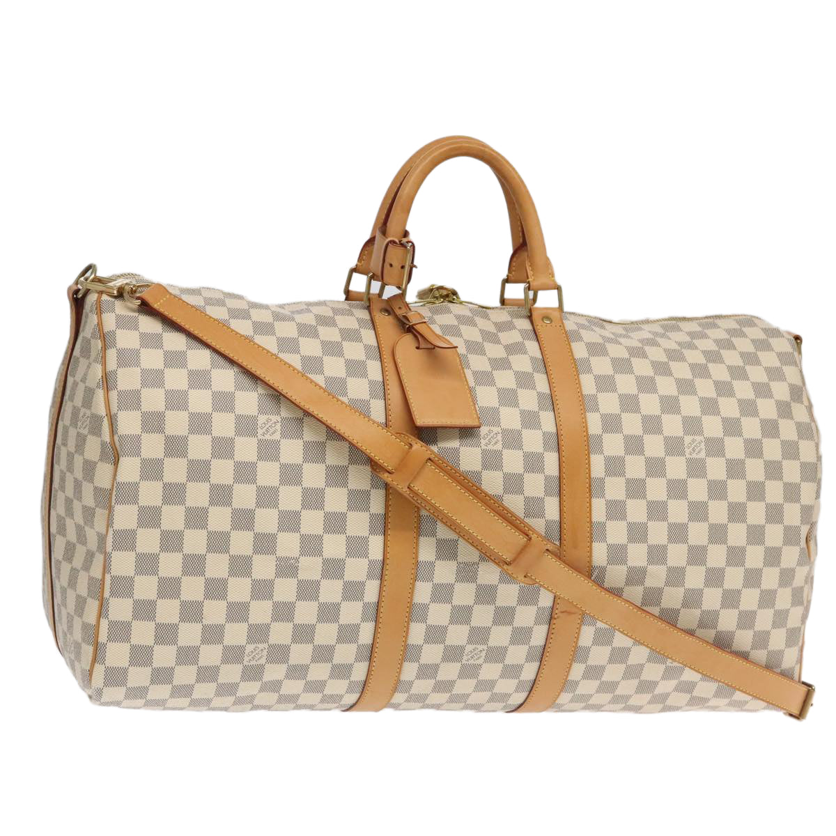 LOUIS VUITTON Damier Azur Keepall Bandouliere 55 Boston Bag N41429 Auth 99602