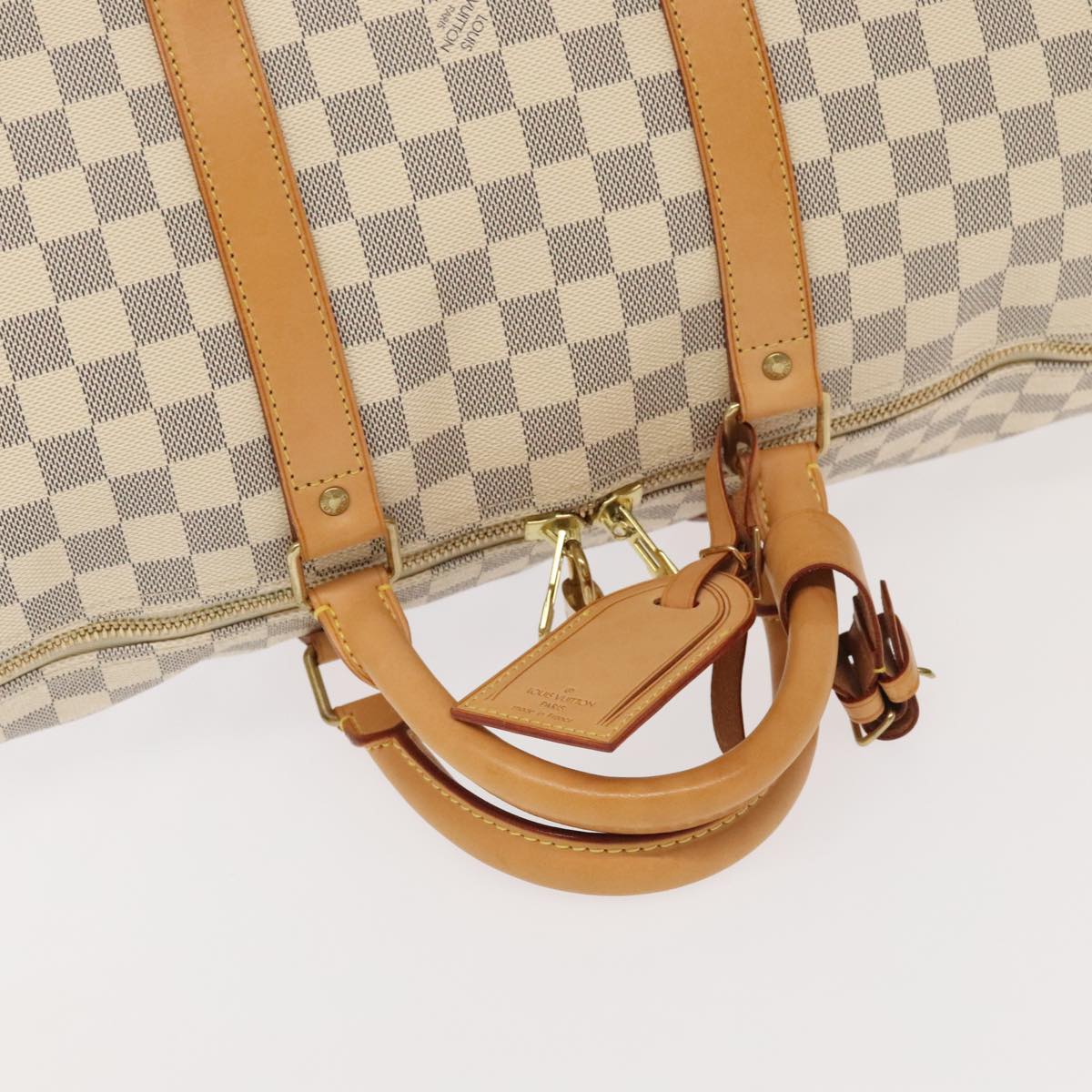 LOUIS VUITTON Damier Azur Keepall Bandouliere 55 Boston Bag N41429 Auth 99602