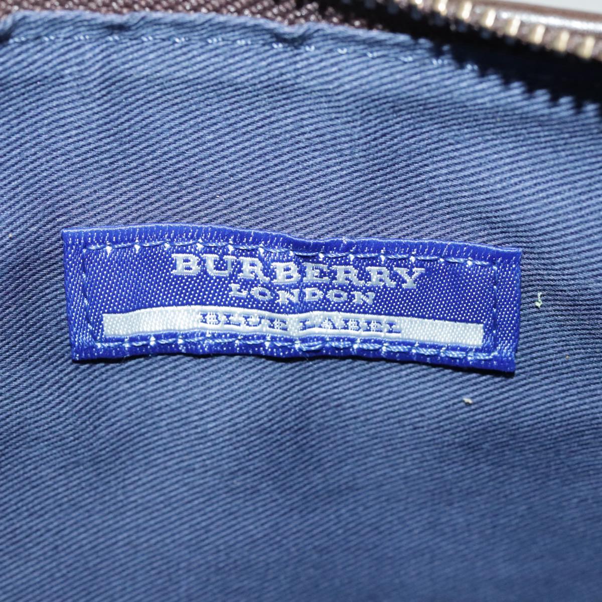 BURBERRY Nova Check Blue Label Shoulder Bag Canvas Blue Silver Auth 99652