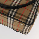Burberrys Nova Check Hand Bag Canvas Beige Auth 99653-9