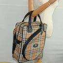 Burberrys Nova Check Hand Bag Canvas Beige Auth 99653-25