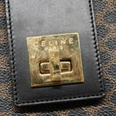 CELINE Macadam Canvas Shoulder Bag PVC Leather Black Gold Auth 99656-9