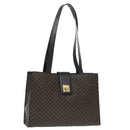 CELINE Macadam Canvas Shoulder Bag PVC Leather Black Gold Auth 99656-1