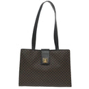 CELINE Macadam Canvas Shoulder Bag PVC Leather Black Gold Auth 99656-13