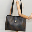 CELINE Macadam Canvas Shoulder Bag PVC Leather Black Gold Auth 99656-22