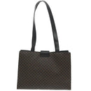 CELINE Macadam Canvas Shoulder Bag PVC Leather Black Gold Auth 99656-2