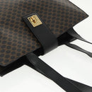 CELINE Macadam Canvas Shoulder Bag PVC Leather Black Gold Auth 99656-6