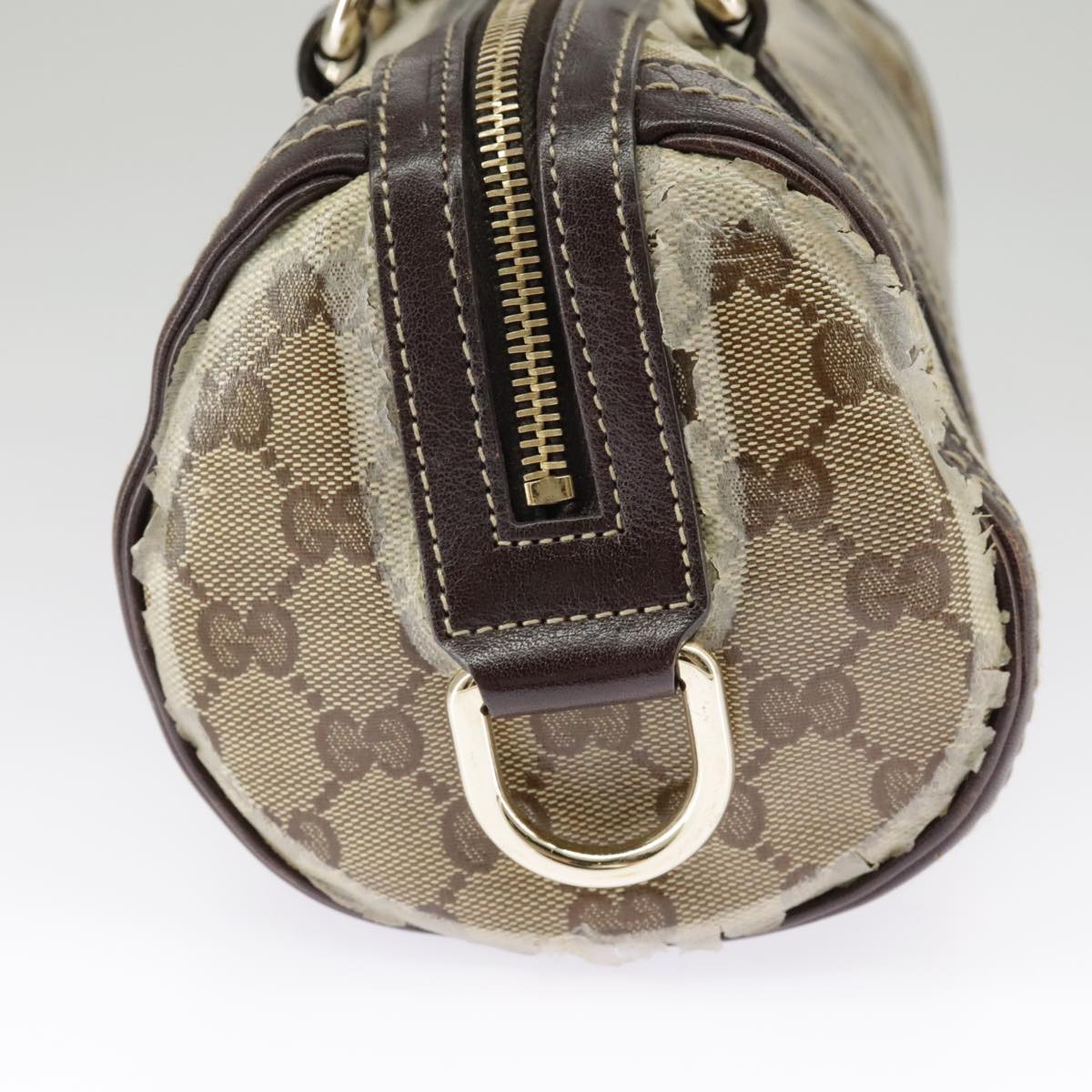 GUCCI GG Crystal Hand Bag Beige Gold 181485 Auth 99661