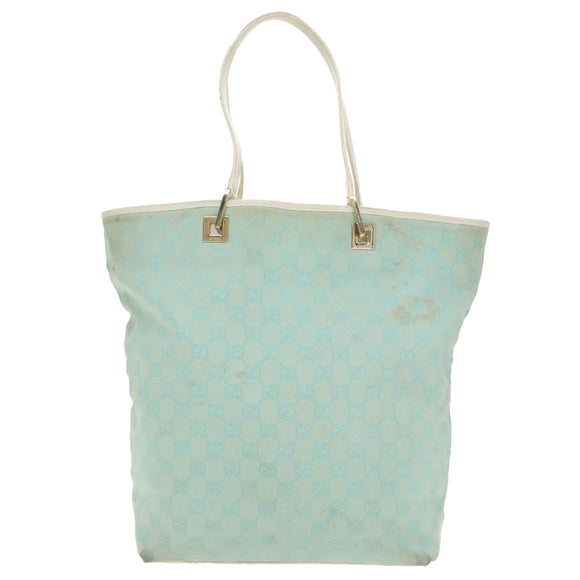 GUCCI GG Canvas Tote Bag Light Blue Gold 002 1098 Auth 99662