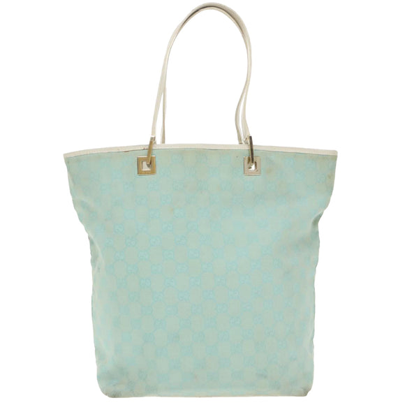 GUCCI GG Canvas Tragetasche Hellblau Gold 002 1098 Auth 99662