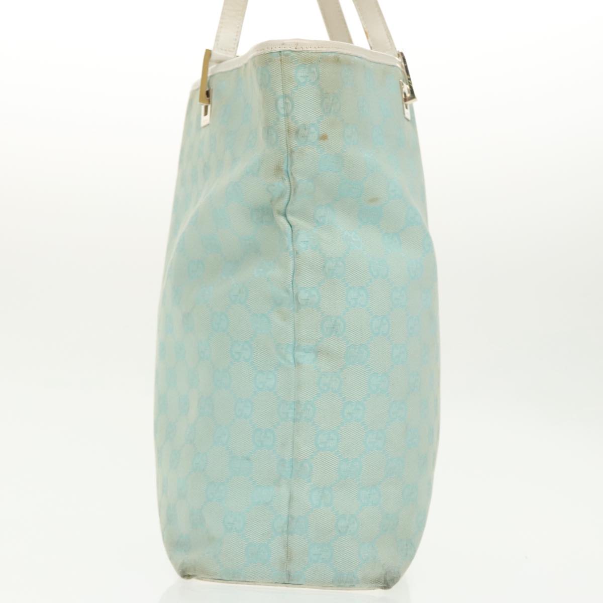 GUCCI GG Canvas Tote Bag Light Blue Gold 002 1098 Auth 99662