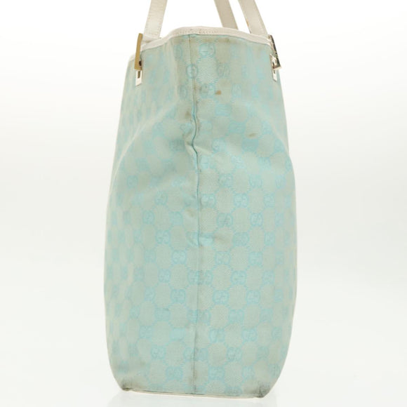 GUCCI GG Canvas Tragetasche Hellblau Gold 002 1098 Auth 99662