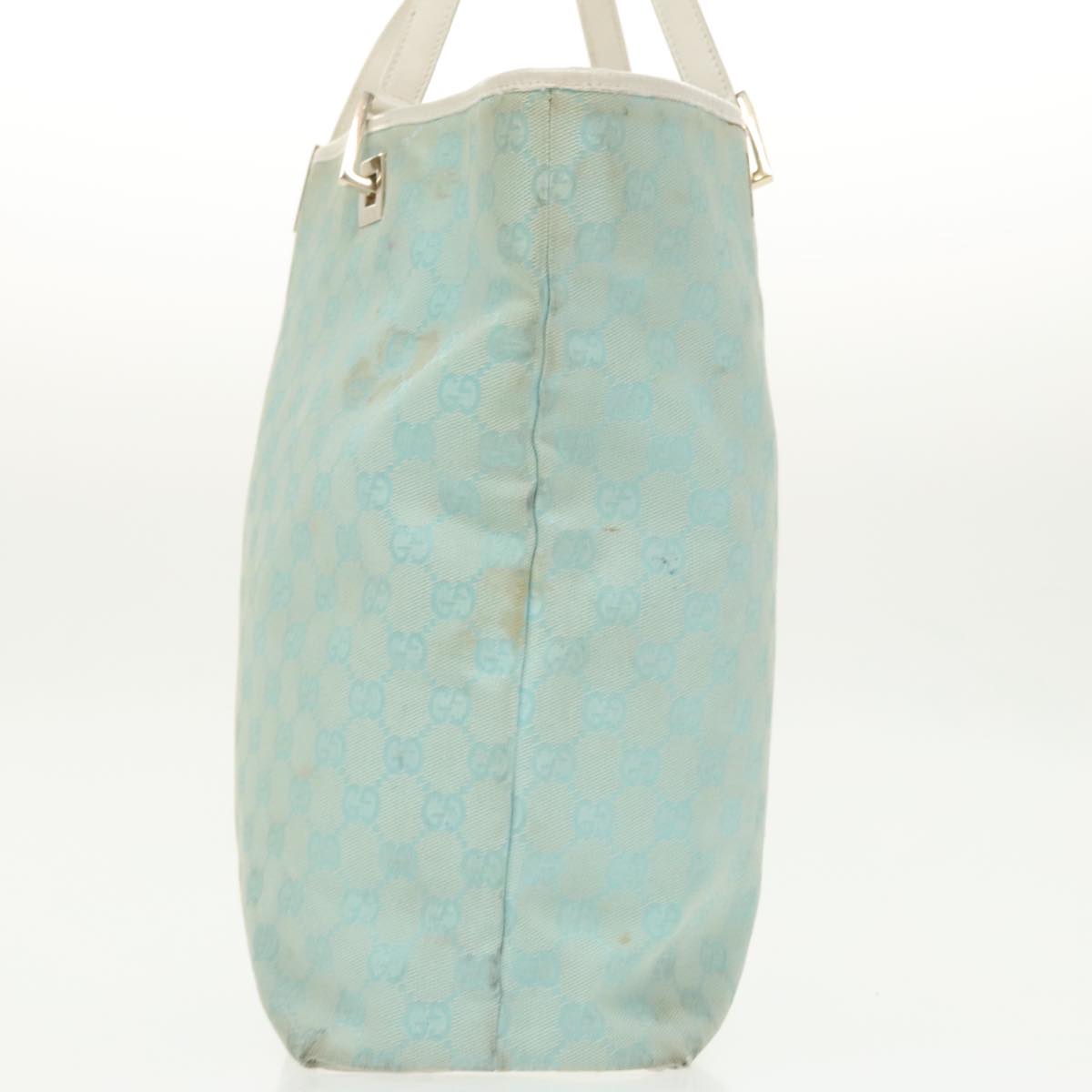 GUCCI GG Canvas Tote Bag Light Blue Gold 002 1098 Auth 99662