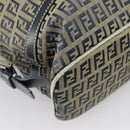 FENDI Zucchino Canvas Hand Bag Navy Silver Auth 99666-10