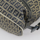 FENDI Zucchino Canvas Hand Bag Navy Silver Auth 99666-14
