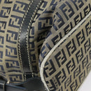 FENDI Zucchino Canvas Hand Bag Navy Silver Auth 99666-15
