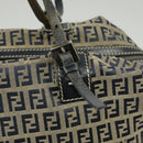 FENDI Zucchino Canvas Hand Bag Navy Silver Auth 99666-17